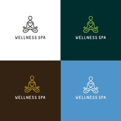 Yoga Mono Line Colorful set logo