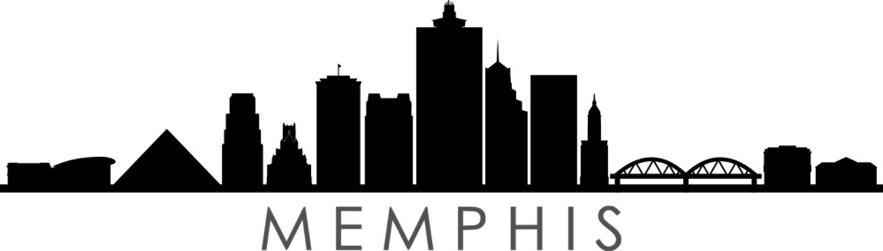 MEMPHIS TENNESSEE City Skyline Silhouette Cityscape Vector
