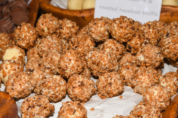 Handmade chocolates with various flavors