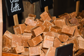 A stack of homemade caramel.