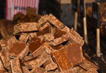 A stack of homemade caramel.