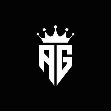 AG logo monogram emblem style with crown shape design template
