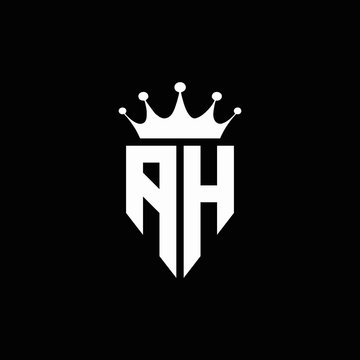 AH logo monogram emblem style with crown shape design template