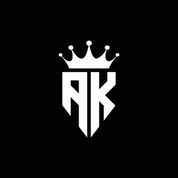 AK logo monogram emblem style with crown shape design template