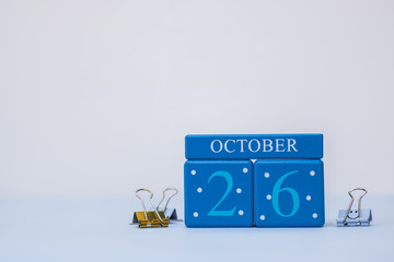A calm scene with calendar blocks for 26 October