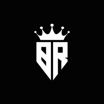 BR logo monogram emblem style with crown shape design template