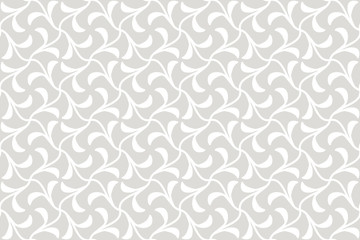 Geometric floral seamless pattern. Vector background with abstract line texture. Neutral monochrome wallpaper, grey white simple light ornament for wrapping paper, textile. Decorative design element