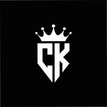 CK logo monogram emblem style with crown shape design template
