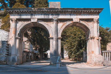 Fototapeta na wymiar Dvojna vrata also called twin gates in Pula, Istrian Peninsula in Croatia