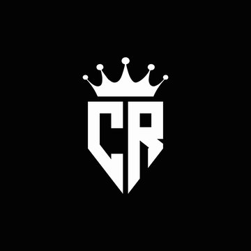 CR logo monogram emblem style with crown shape design template