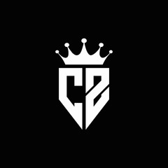 CZ logo monogram emblem style with crown shape design template - obrazy, fototapety, plakaty