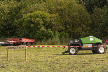 Autonomous tractor in the field.