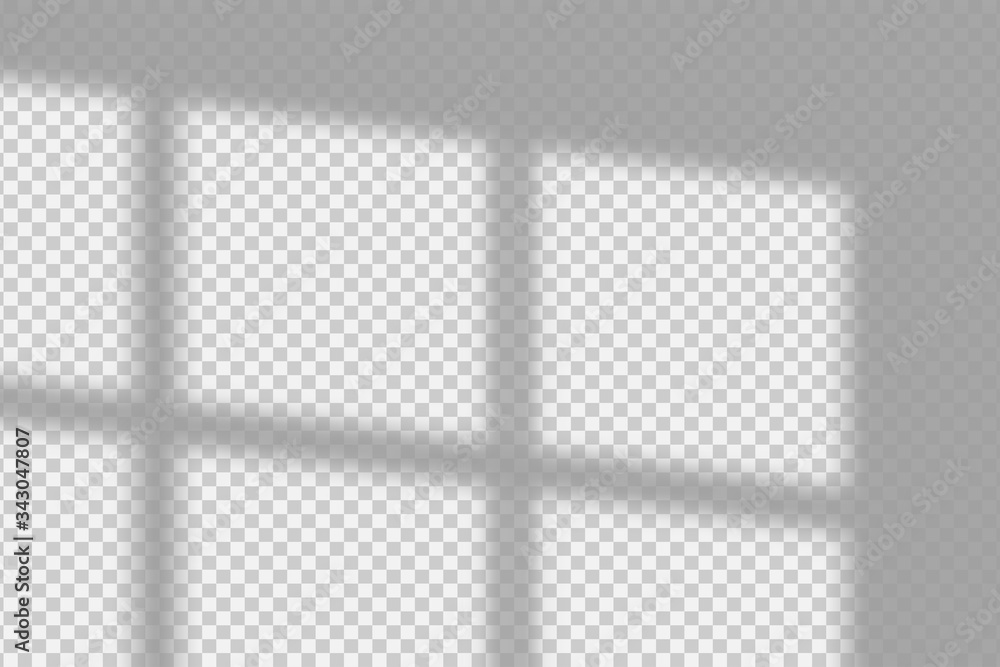 Poster shadow overlay effect. transparent overlay shadow from the window and jalouse. realistic soft light 