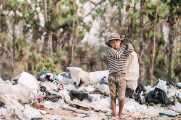 Children are junk to keep going to sell because of poverty, ,World Environment Day, Poverty concept