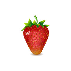 Beautiful ripe red strawberries with green leaves on a white background. Vector illustration.