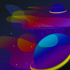 Cosmic nebula background with planets and the milky way with twinkling stars in this lonely space