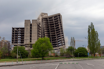 Exploding old building .
