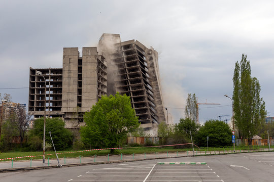 Exploding old building .