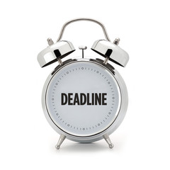 Deadline concept - alarm clock on white background
