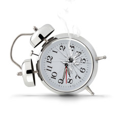 Hate to wake up - alarm clock isolated on white