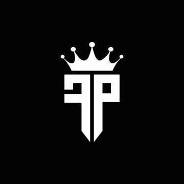 FP logo monogram emblem style with crown shape design template