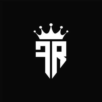 FR logo monogram emblem style with crown shape design template