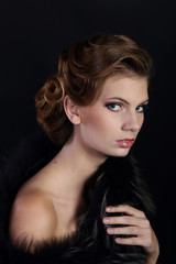 Beautiful woman in the style of Art Nouveau, the era of gangsters