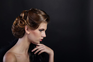Beautiful woman in the style of Art Nouveau, the era of gangsters
