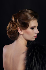 Fototapeta premium Beautiful woman in the style of Art Nouveau, the era of gangsters