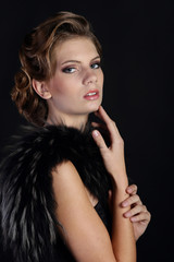 Beautiful woman in the style of Art Nouveau, the era of gangsters