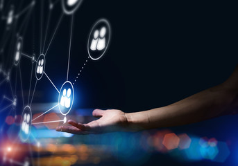 Presenting modern wireless technologies as means of communucation and networking on dark background