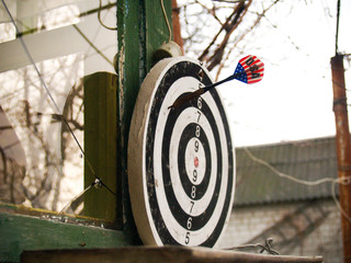 
Old darts by the window and darts of USA