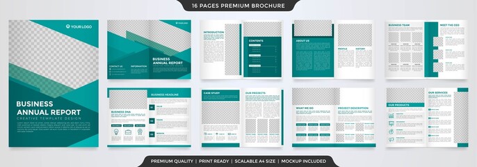 set of bifold business brochure template with modern concept and minimalist style use for business profile and annual report