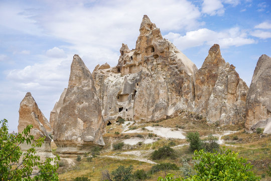 T&uuml;rkei, Nevşehir, Avanos, In den Fels geschlagener Wohnkomplex in Kappadokien, nahe der Stadt G&ouml;reme