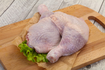 Raw chicken leg