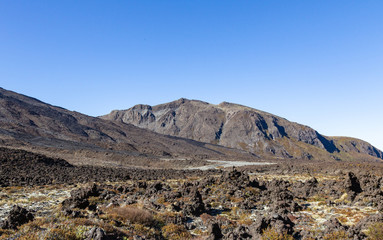 Panorama of Tongariro alpine track.Tongariro National Park. North Island. New Zealand