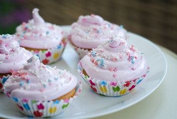 cupcakes with pink icing