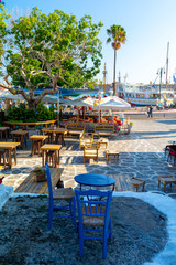 Fototapeta na wymiar view on greek tavern on Kos island in Greece