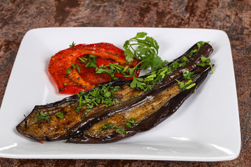 Grilled eggplant with bell pepper