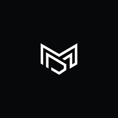 Minimal elegant monogram art logo. Outstanding professional trendy awesome artistic M MM MD DM initial based Alphabet icon logo. Premium Business logo White color on black background