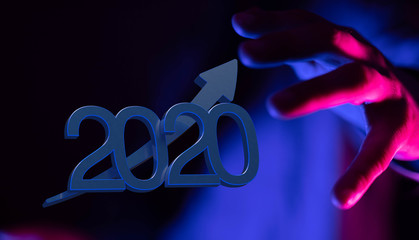 business year 2020 up goals and  success illustration