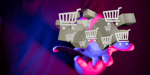 Transport Cardboard boxes, logistics and delivery concept digital  3d.