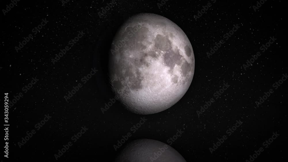 Sticker moon phase and libration on a starry dark sky with reflections. elements of this image furnished by 