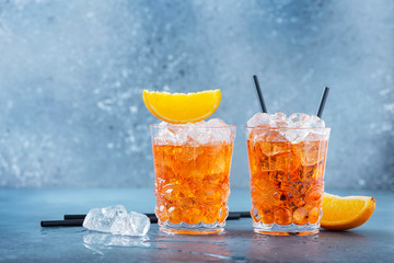 Two glasses of a traitional Italian cocktail
