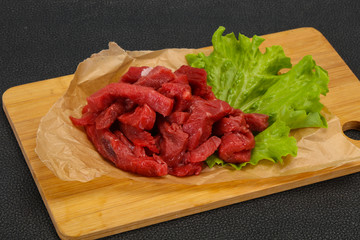 Raw beef meat sliced for cooking