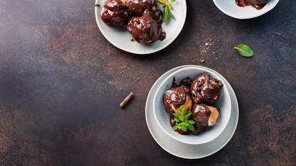 Traditional italian dessert profiteroles