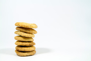 Sugar cookies stack with white background