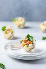 Traditional Russian salad Olivier