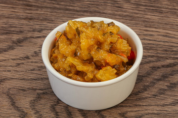 Relish sauce with cucumbers and mustard