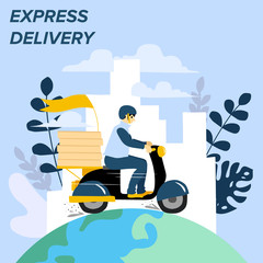 Delivery website banner in flat illustration vector style